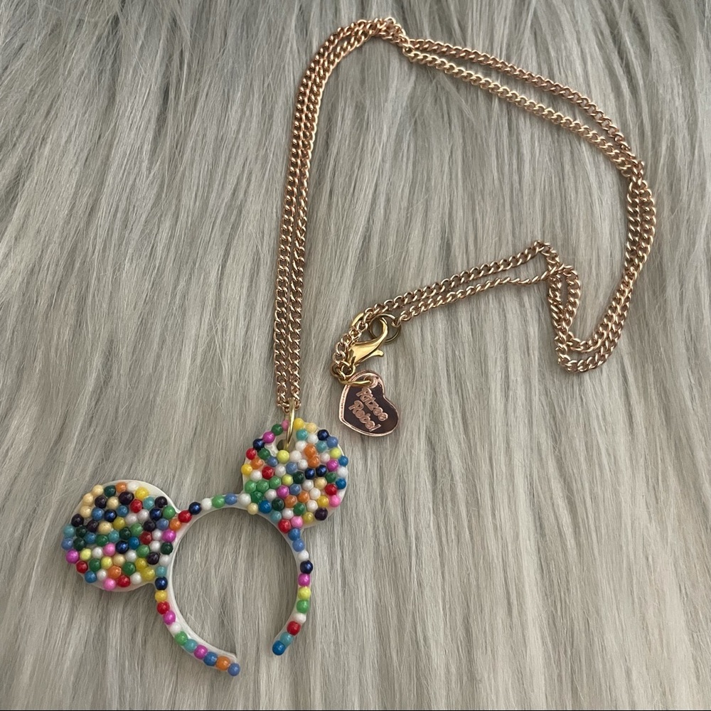 Ritzee Rebel Mouse Ears Necklace Rainbow Sprinkle